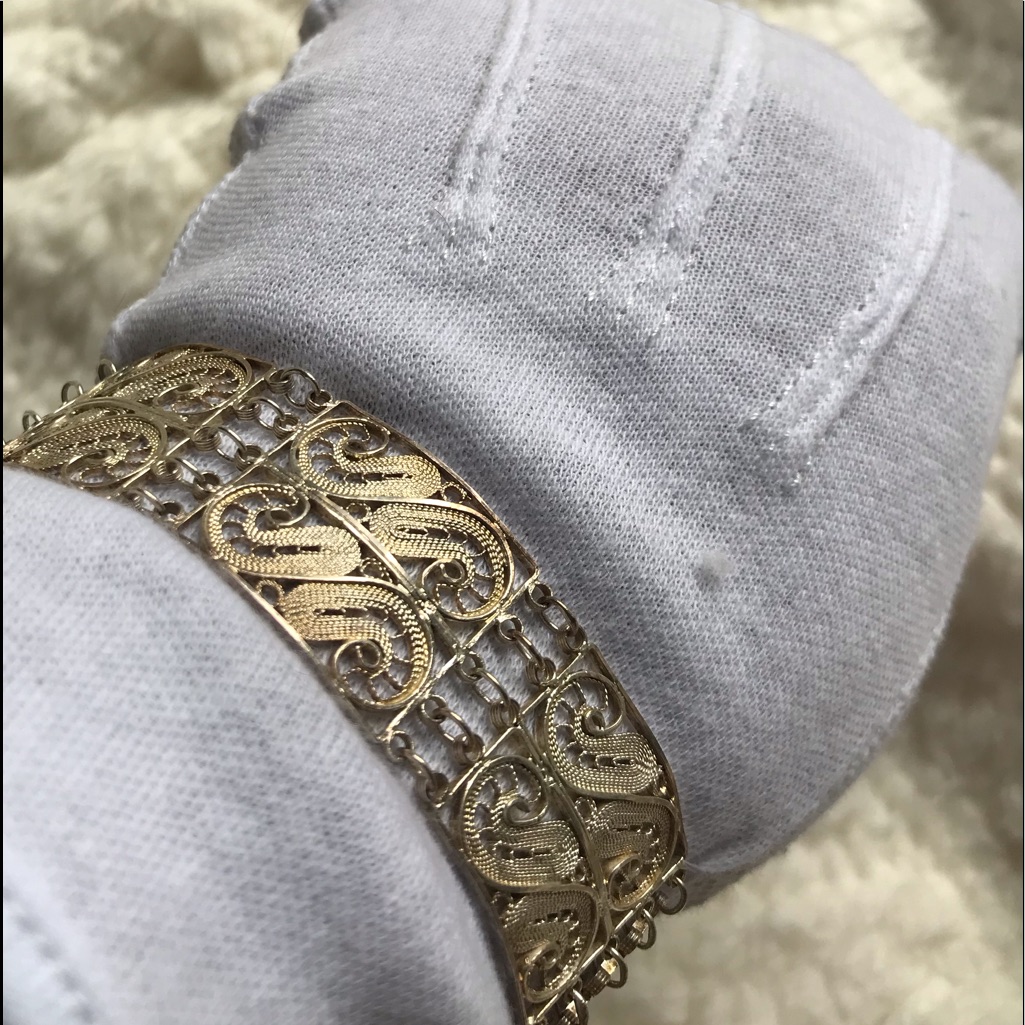 Vintage Italian Filigree Sterling Silver Cuff Bracelet